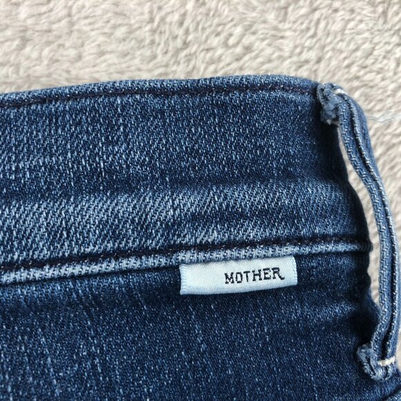Mother Woman's Jeans Size 27 The Weekender Fray Blue Denim Flared Jeans - Picture 14 of 16
